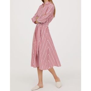 HM Striped Button down A line midi dress SZ 12